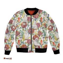 Little Corella Australia Cockatoo Bomber Jacket Cacatua Sanguinea Banksia Seamless White LT14