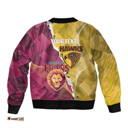 Personalised Hawks and Lions Inspired Bomber Jacket Dynamic Style LT14