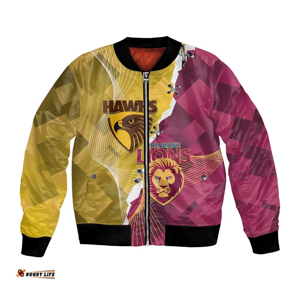 Personalised Hawks and Lions Inspired Bomber Jacket Dynamic Style LT14