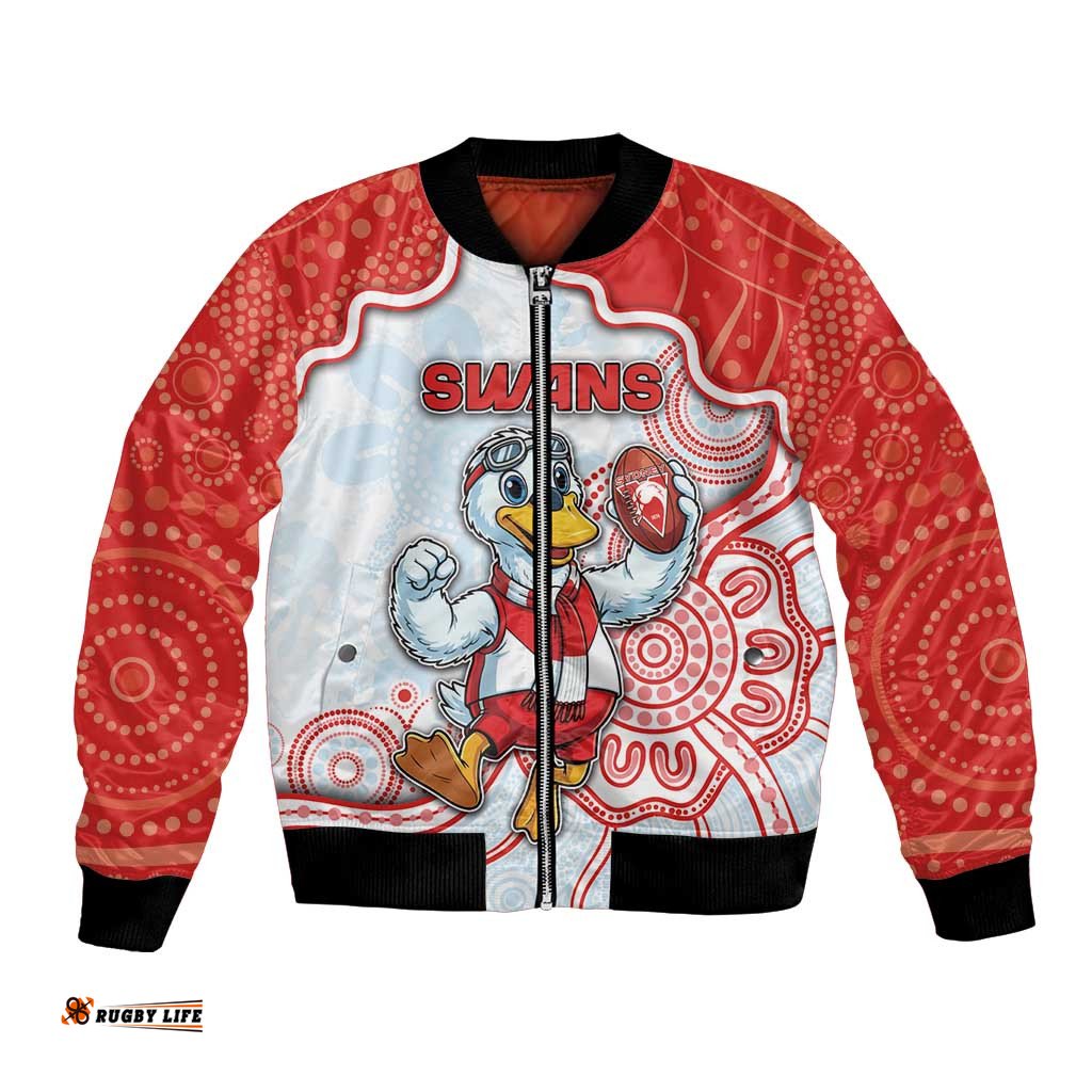 Custom Swans Football Bomber Jacket Aboriginal Dot Art Pattern DT05