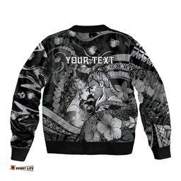 Personalised Maori Romantic Valentine Bomber Jacket The Hongi Kiss Black Galaxy DT05