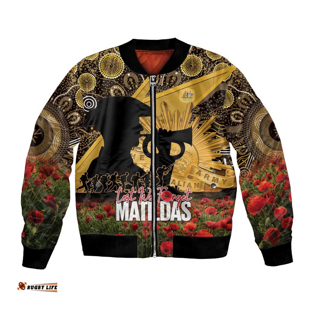 Personalised Australia Matildas ANZAC Day Bomber Jacket Last Post Poppy Lest We Forget LT14