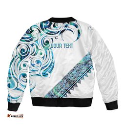 Kahui Whetu Paua shell Kowhaiwhai Taniko Personalised Bomber Jacket Turtle Tattoo Maori Tribal Style LT9