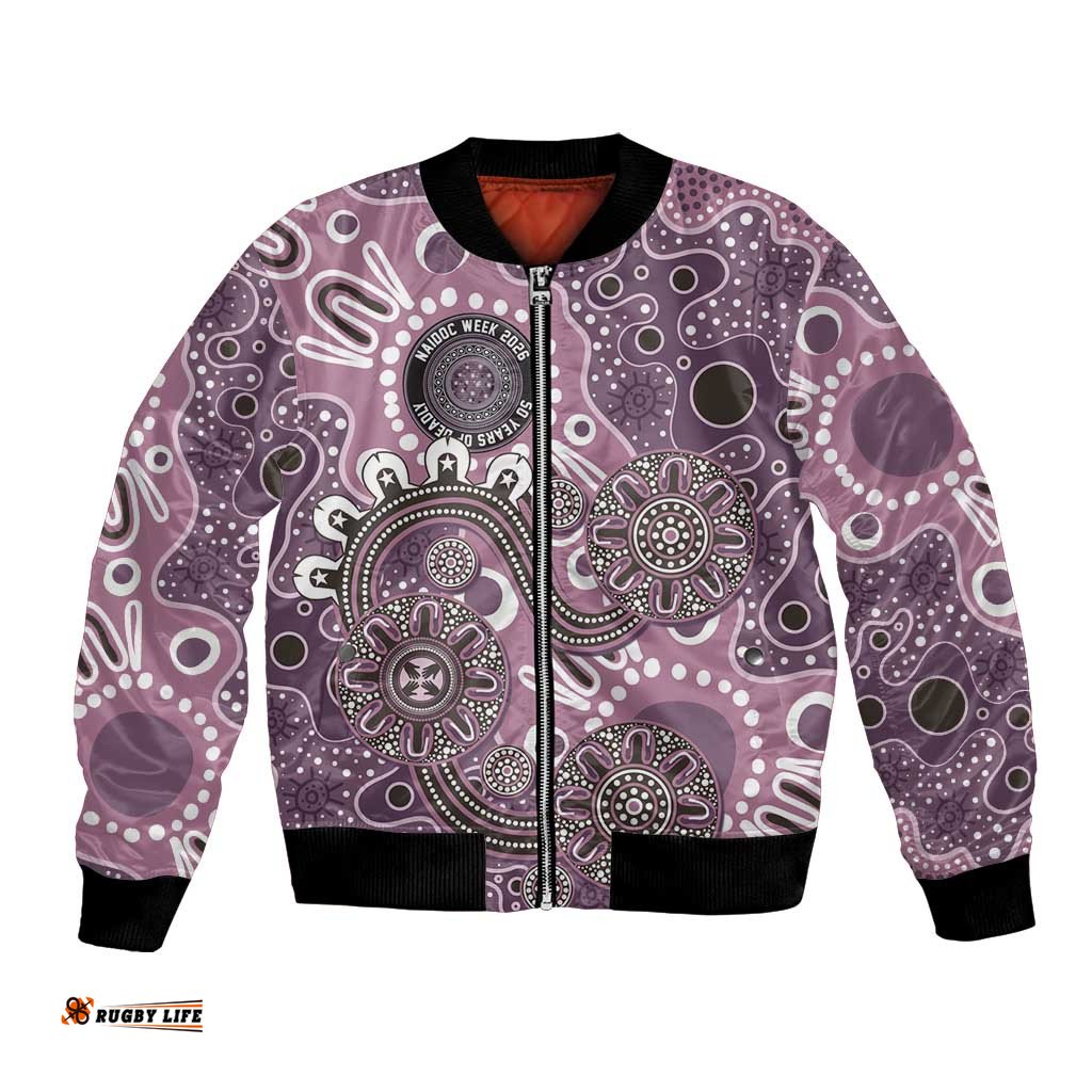 Personalised NAIDOC Week 50 Years Deadly Always Bomber Jacket Pink Aboriginal Artwork Dot Painting LT9