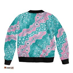 Hereditary Cancer Awareness Australia Indigenous Bomber Jacket Pink and Teal LT7