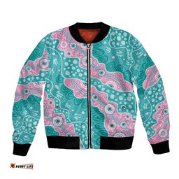 Hereditary Cancer Awareness Australia Indigenous Bomber Jacket Pink and Teal LT7