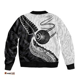Personalised Aotearoa Lawn Bowls Bomber Jacket Maori and Silver Fern Half Style LT03