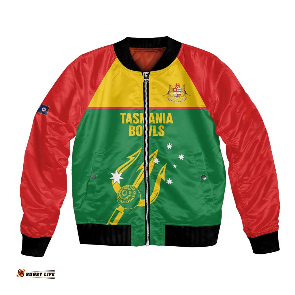 Custom Tasmania Bowls Australia Bomber Jacket Go Tasmanian Tridents LT14