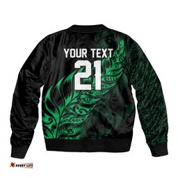 New Zealand Lawn Bowls Custom Bomber Jacket Green Maori Warrior Tribal Silver Fern LT9