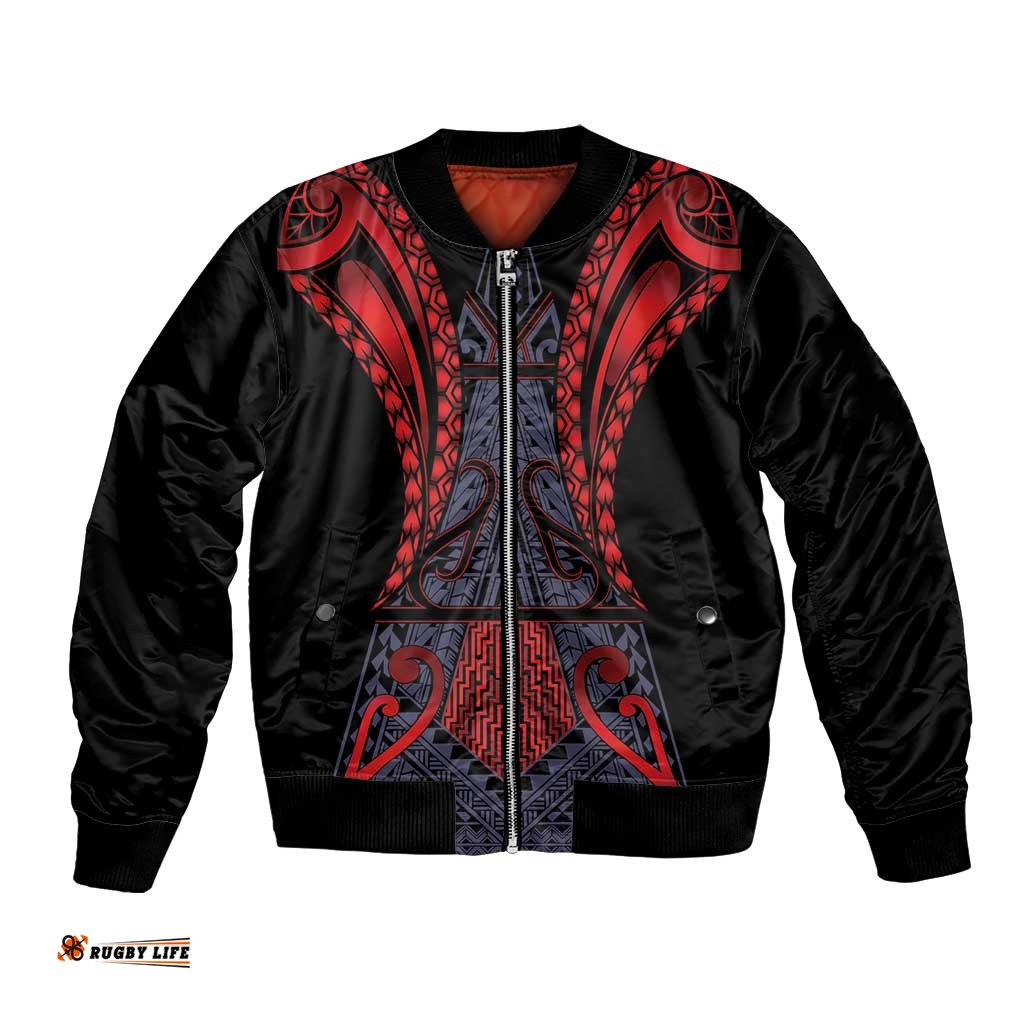 Custom New Zealand Bomber Jacket Maori Kiwiana Pattern Tukutuku Motif LT9