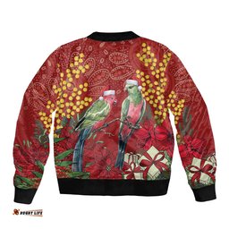 Merry Chrissie Australia King Parrots Bomber Jacket Aboriginal Art LT7