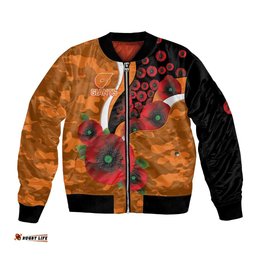 Greater Giants ANZAC Personalised Bomber Jacket Lest We Forget Poppy Camo LT9
