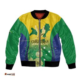 Personalised Australia Christmas Island Bomber Jacket Golden Bosun Abutilon listeri With Map LT14