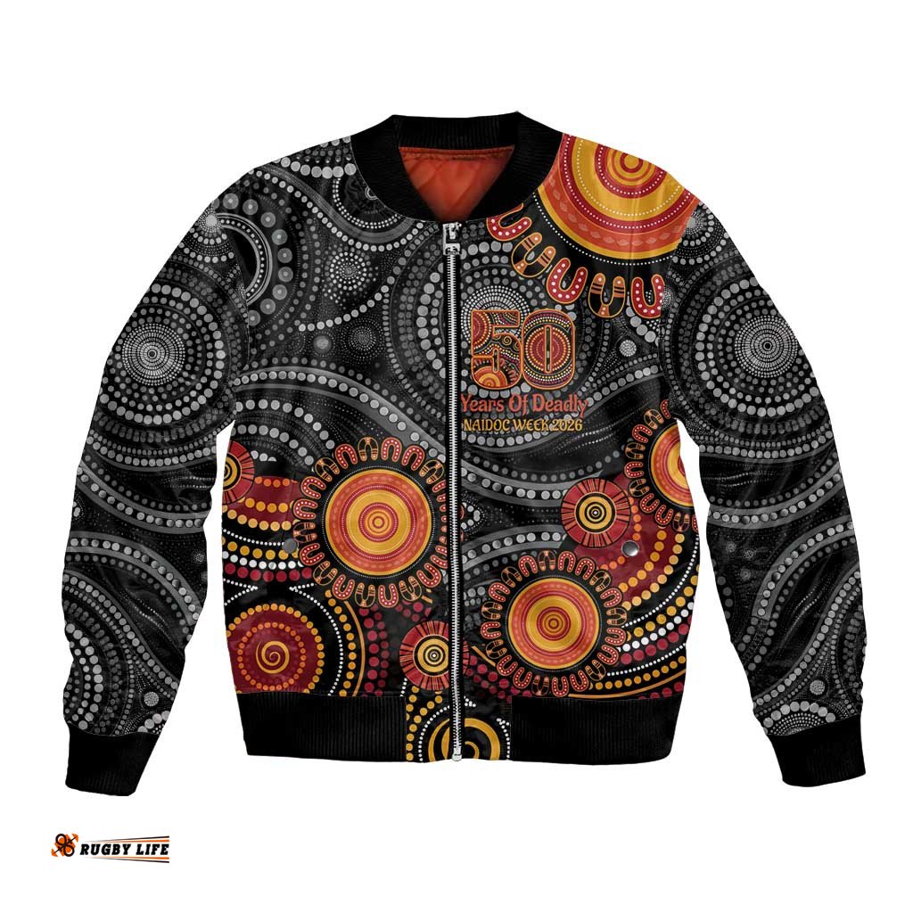 NAIDOC Week 50 Years Deadly Personalised Bomber Jacket Aboriginal Art LT14