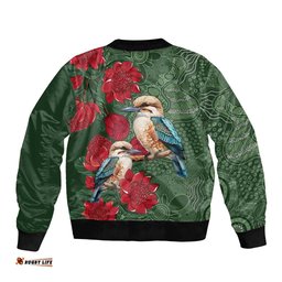 Kokaburra and Waratah Bomber Jacket Aboriginal Art LT9