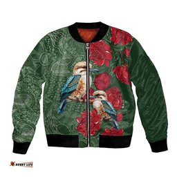 Kokaburra and Waratah Bomber Jacket Aboriginal Art LT9