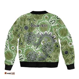 Personalised NAIDOC Week 50 Years Deadly Always Bomber Jacket Green Aboriginal Artwork Dot Painting LT9