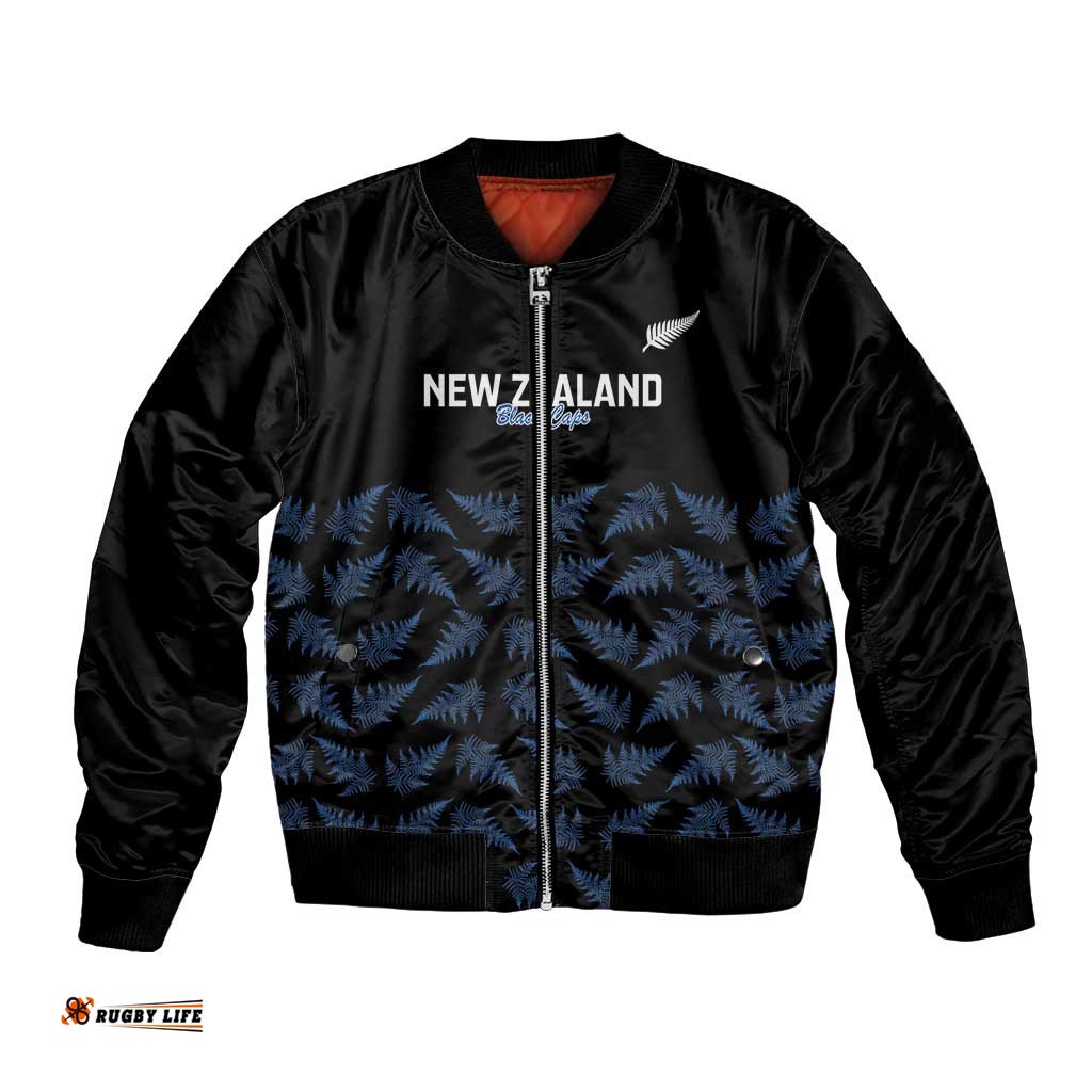 New Zealand Silver Fern Cricket Custom Bomber Jacket Black Cap T20 Version LT14