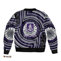 Fremantle Dockers Bomber Jacket Indigenous Monochrome Dot Art Mascot Style TS04