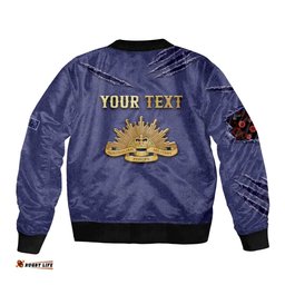 Personalised ANZAC Day Bomber Jacket Poppy Flowers Ripped Fabric Effect DT05