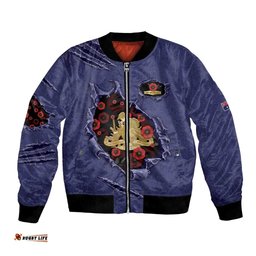 Personalised ANZAC Day Bomber Jacket Poppy Flowers Ripped Fabric Effect DT05