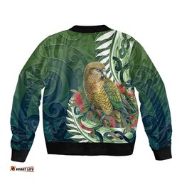 New Zealand Kea Bird Bomber Jacket With Maori Koru Fern LT05