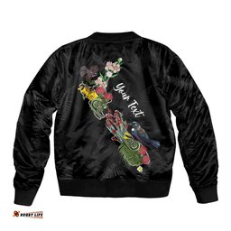 Kia Ora New Zealand Floral Personalized Bomber Jacket Black LT7