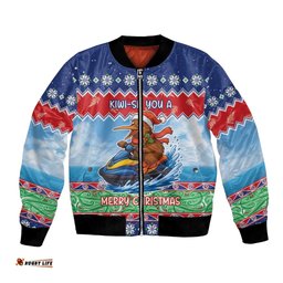 New Zealand Christmas Bomber Jacket Funny Jet Ride Kiwi Xmas LT05