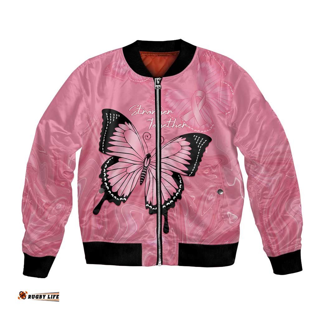Personalised Australia Breast Cancer Awareness Bomber Jacket Pink Ribbon Butterfly Opal Pattern LT14