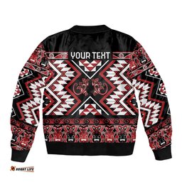 Personalised Aotearoa Waitangi Bomber Jacket Taniko Motifs - Mania Gecko LT7