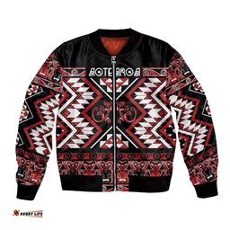 Personalised Aotearoa Waitangi Bomber Jacket Taniko Motifs - Mania Gecko LT7