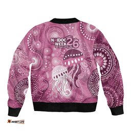 NAIDOC Deadly 50 Years Bomber Jacket Jellyfish Aboriginal Culture Inspired Pink LT9