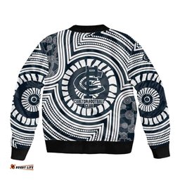 Carlton Football Club Bomber Jacket Indigenous Monochrome Dot Art Mascot Style TS04