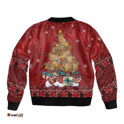 Funny Kiwi Bird Xmas Tree Bomber Jacket New Zealand Tribal Christmas Spirit LT9