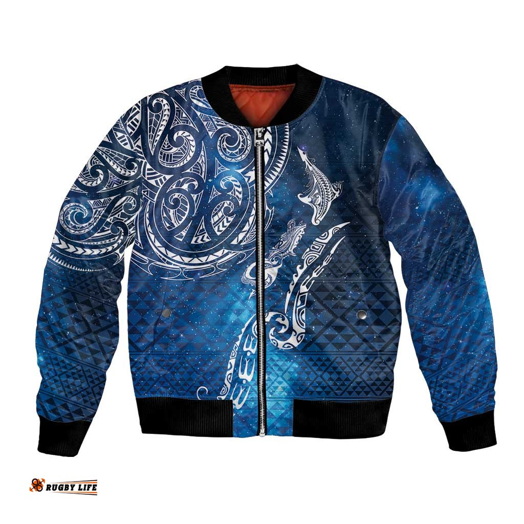 Matariki Galaxy Bomber Jacket New Zealand Map Maori Pattern LT9