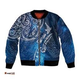 Matariki Galaxy Bomber Jacket New Zealand Map Maori Pattern LT9