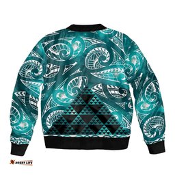 Matariki New Zealand Bomber Jacket NZ Niho Taniwha Maori New Year Cyan Galaxy LT14