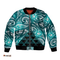 Matariki New Zealand Bomber Jacket NZ Niho Taniwha Maori New Year Cyan Galaxy LT14