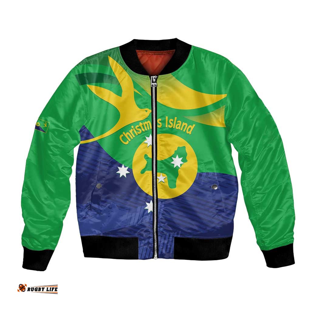 Personalised Australia Christmas Island Bomber Jacket Wilayah Pulau Krismas Flag Color LT14