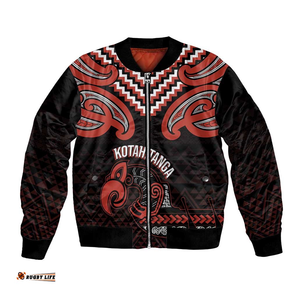 Maori Waitangi Bomber Jacket Kotahitanga Poutama Mix Whakairo LT7