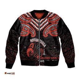 Maori Waitangi Bomber Jacket Kotahitanga Poutama Mix Whakairo LT7