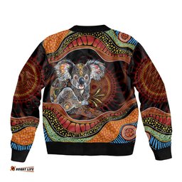 Indigenous Koala Australia Bomber Jacket Australian Aboriginal Art Proud LT14