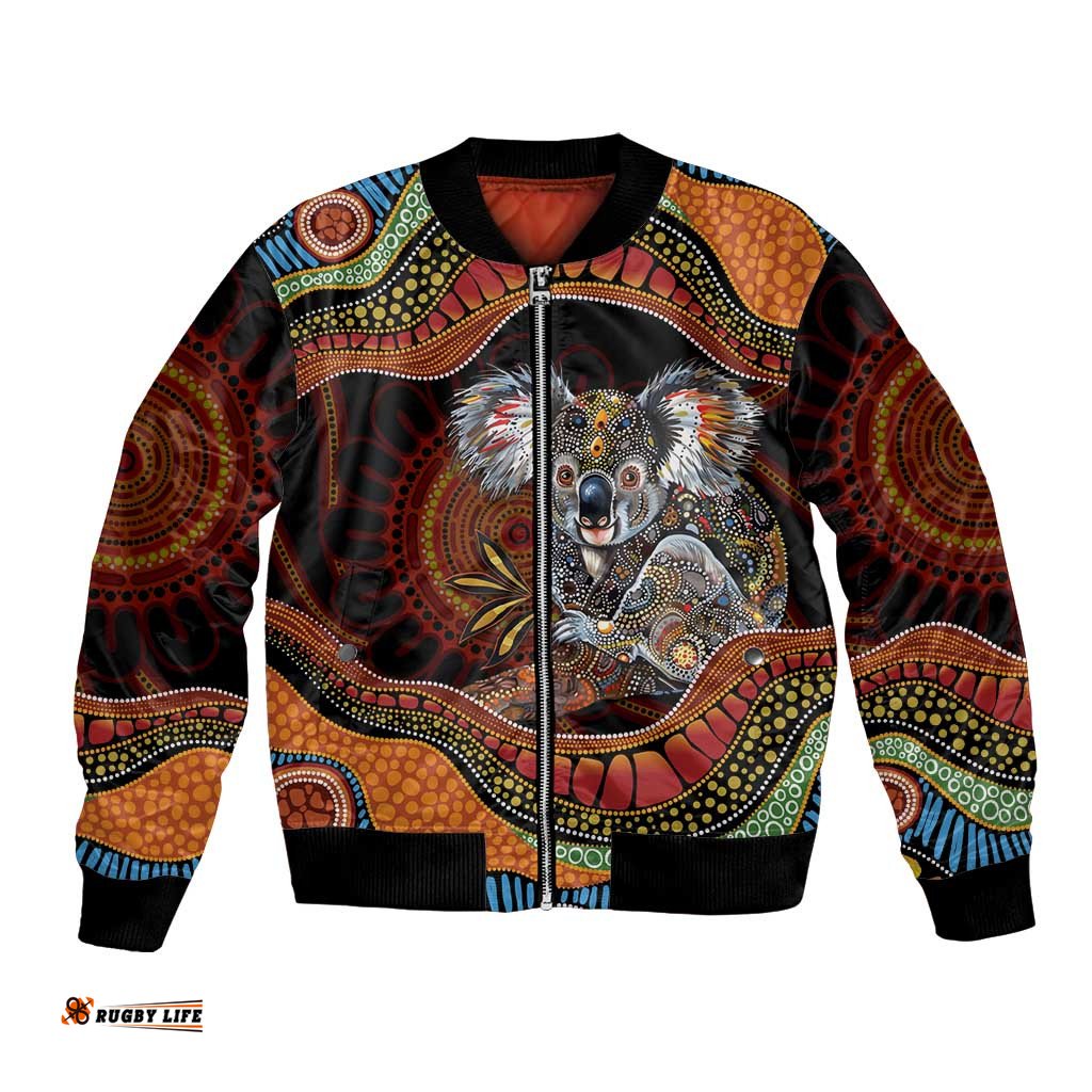 Indigenous Koala Australia Bomber Jacket Australian Aboriginal Art Proud LT14