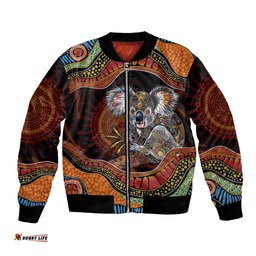 Indigenous Koala Australia Bomber Jacket Australian Aboriginal Art Proud LT14