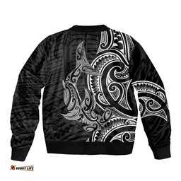 New Zealand Hammerhead Shark Bomber Jacket Maori Haehae Mangopare Black LT14