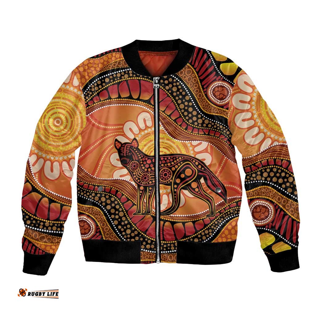 Indigenous Dingo Australia Bomber Jacket Australian Aboriginal Art Proud LT14