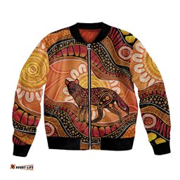 Indigenous Dingo Australia Bomber Jacket Australian Aboriginal Art Proud LT14