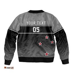 Custom New Zealand Cricket Bomber Jacket Black Cap Unbeatable LT05