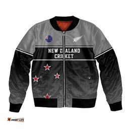 Custom New Zealand Cricket Bomber Jacket Black Cap Unbeatable LT05
