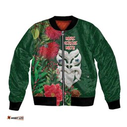 Maori Wheku Meri Kirihimete Personalised Bomber Jacket All Green Indigenous Maori Motif LT9